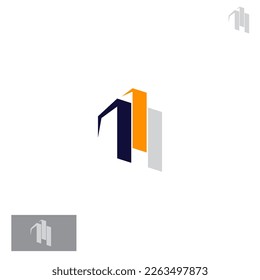 Building logo design with negative space style real estate, architecture, construction