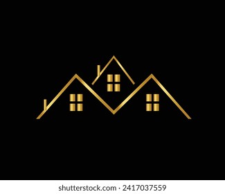 Building logo design with negative space style real estate, architecture, construction