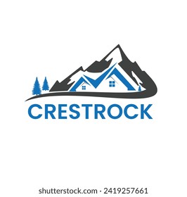 Building logo design with negative space style real estate, architecture, construction
