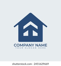 Building logo design with negative space style real estate, architecture, construction