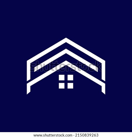 Building logo design with negative space style real estate, architecture, construction