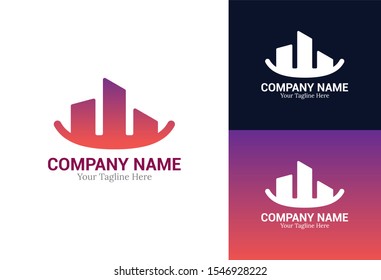 Building logo design. Real estate logo with gradient style