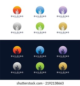 Baulogo-Design mit mehreren kalten Farben