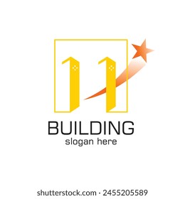Building logo design simple concept Premium Vector