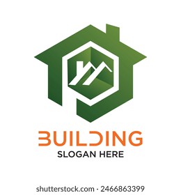 Building logo design simple concept premium Vector