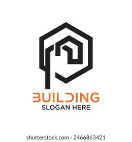 Building logo design simple concept premium Vector