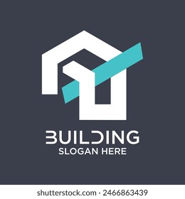 Building logo design simple concept premium Vector