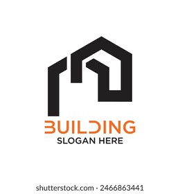 Building logo design simple concept premium Vector