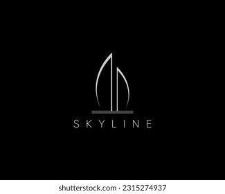 Building logo design template for business identity. Modern real estate, building, apartment, skyscraper, architecture logo design concept.