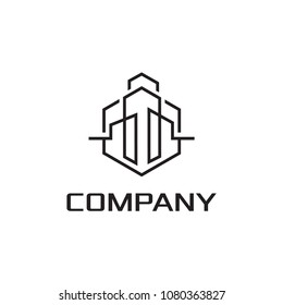 Building logo design template for company associated with architecture, contractor or apartment service. 