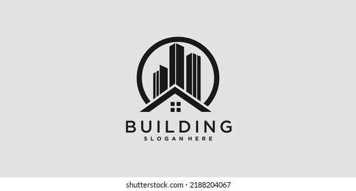 Building logo design template for construction with modern style concept