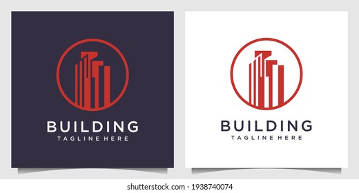 Building logo design template with creative circle concept. logo design for construction