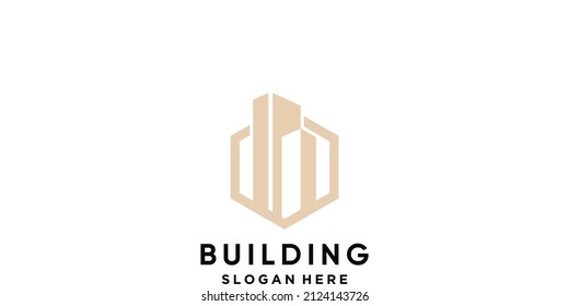Building logo design template with hexagon concept