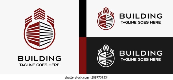 Building logo design template, building icon in a circle. creative logo for building, construction, hotel, apartment, architect or housing. vector illustration