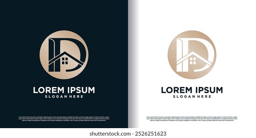 Construindo modelo de design de logotipo com conceito inicial de D vetor premium