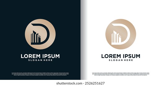 Building logo design template with initial D concept premium vector