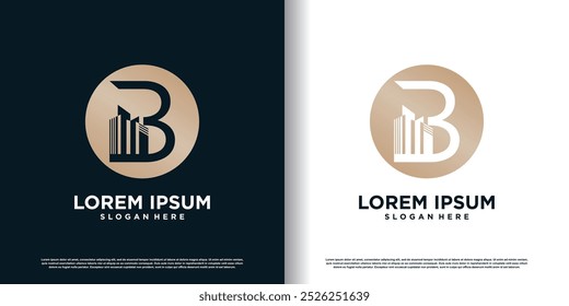 Building logo design template with initial B concept premium vector