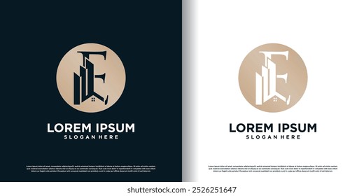 Construindo modelo de design de logotipo com conceito E inicial vetor premium