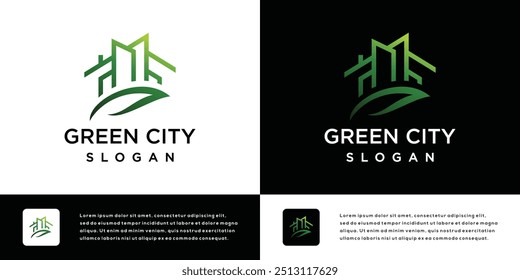 Design-Vorlage für Gebäude-Logo mit Blättern	