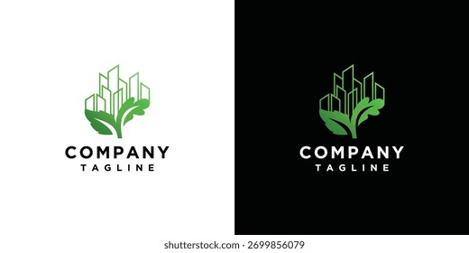 construindo modelo de design de logotipo com folhas	