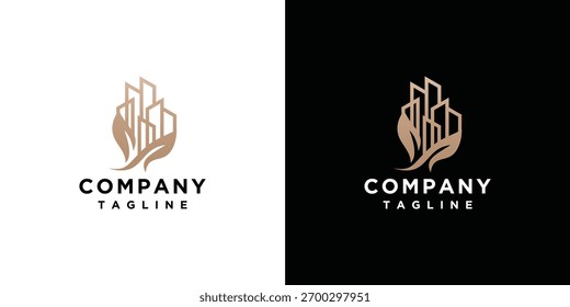 building logo design template with leaves