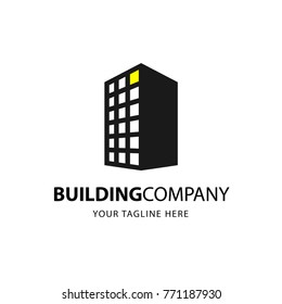 Building logo design template with yellow color