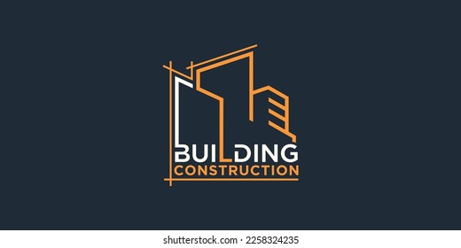 Building logo design with unique idea, real estate, apartment, house