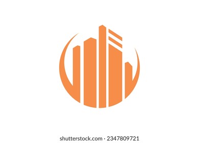 Building logo design with unique style creative concept Premium Vector
