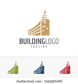 Building Logo Design In Various Color Option, Abstract Real Estate Logo Template, Simple And Modern Architecture Vector, Construction Company Icon/Symbol