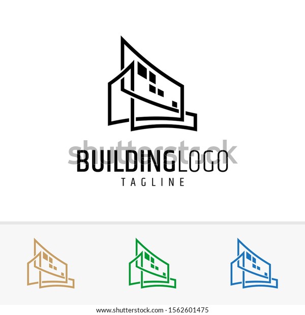 Building Logo Design Various Color Option Stock Vector Royalty Free