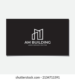 AM BUILDING LOGO DESIGN VECTOR