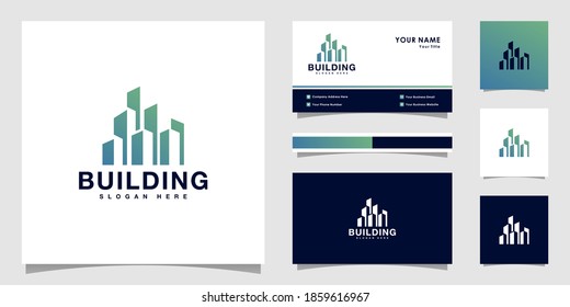 Building Logo Design Vector with business card design