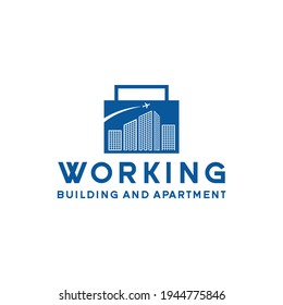 building logo design vector in flat style for construction company