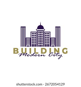 Vector de diseño de logotipo de construcción con concepto moderno. Construcción de edificios de la ciudad abstracta para la inspiración del diseño del logotipo