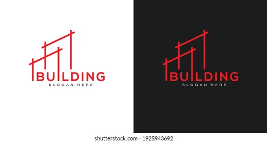 Building Logo Design Vector mono line