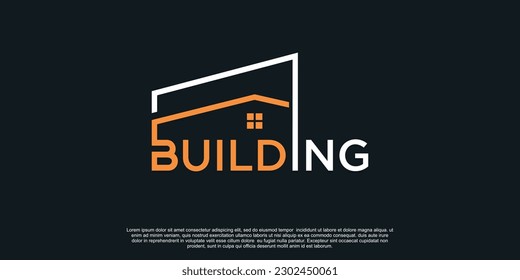 Building logo desing idea with unique style