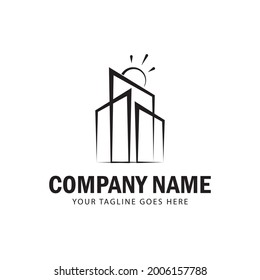 Building logo with fine line pattern for company or brand logo