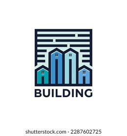 logo de construcción con concepto de diseño plano y colorido para bienes raíces