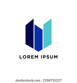 Building Logo. Geometric Hexagonal Shape Initial Letter W isolated on White Background. Flat Vector