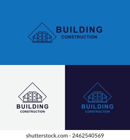 Aufbau Logo Grafikdesign Vektorillustration. Gut für Branding, Werbung, Immobilien, Bau, Haus-, Haus- und Visitenkarten