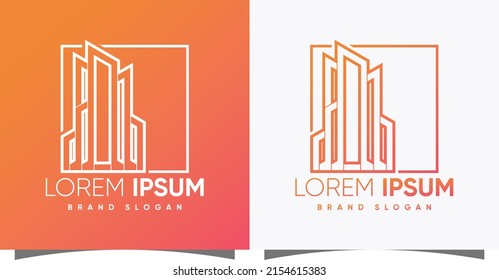 Building logo with home concept and creative modern syle Premium Vector 