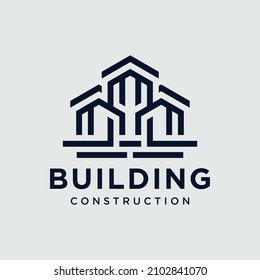 Building logo icon design template building location building logo with luxury lines