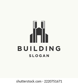 Plantilla de diseño plano del icono del logotipo de construcción