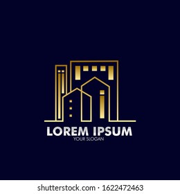 building logo icon with line style for construction, architecture, and property company