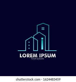 building logo icon with line style for construction, architecture, and property company