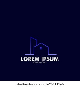 building logo icon with line style for construction, architecture, and property company
