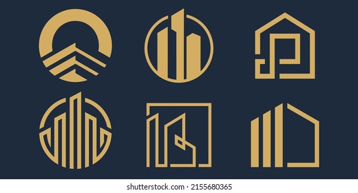 conjunto de iconos del logotipo de construcción. ilustración vectorial de construcción