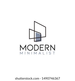building logo icon vector template with modern minimalist line art design for creative housing and architect agency.