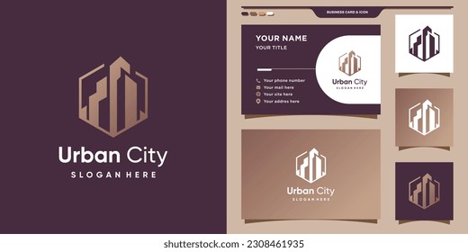 Building logo idea with creative element concept style