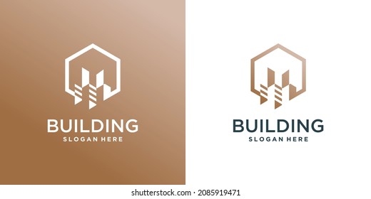 Idea del logotipo de construcción con concepto moderno y un Vector Premium sencillo